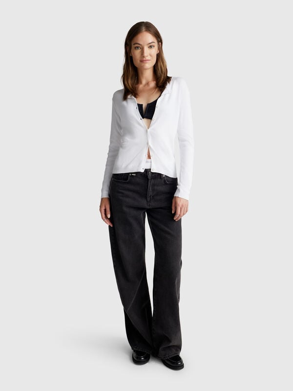 Cárdigan blanco 100% algodón Mujer