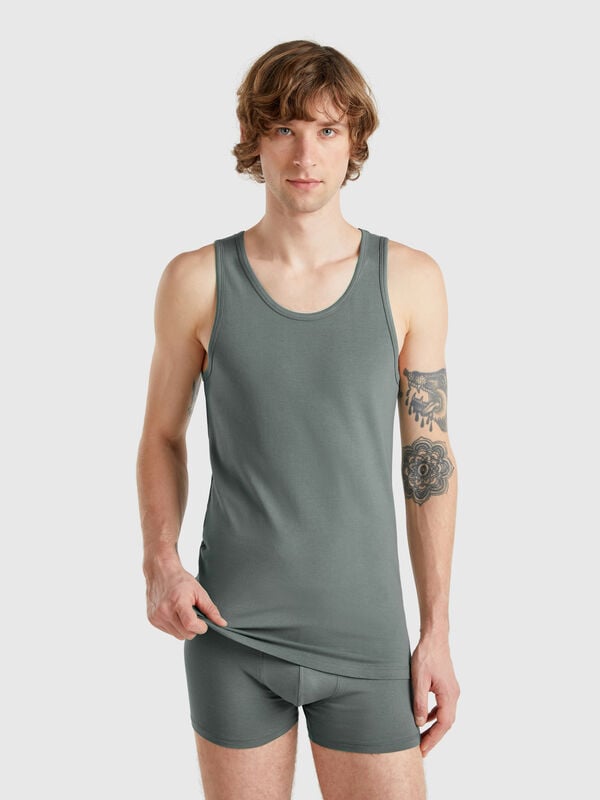 Camiseta de tirantes de algodón elástico Hombre