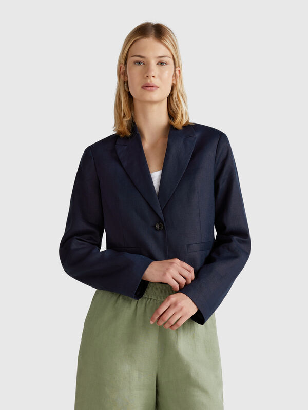 Chaqueta corta de puro lino Mujer