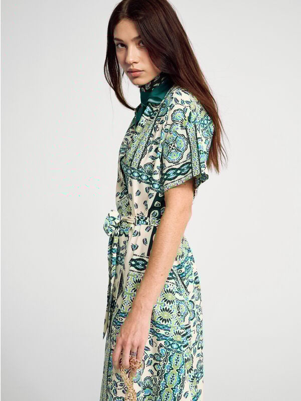 Vestido largo con estampado de bandana Mujer