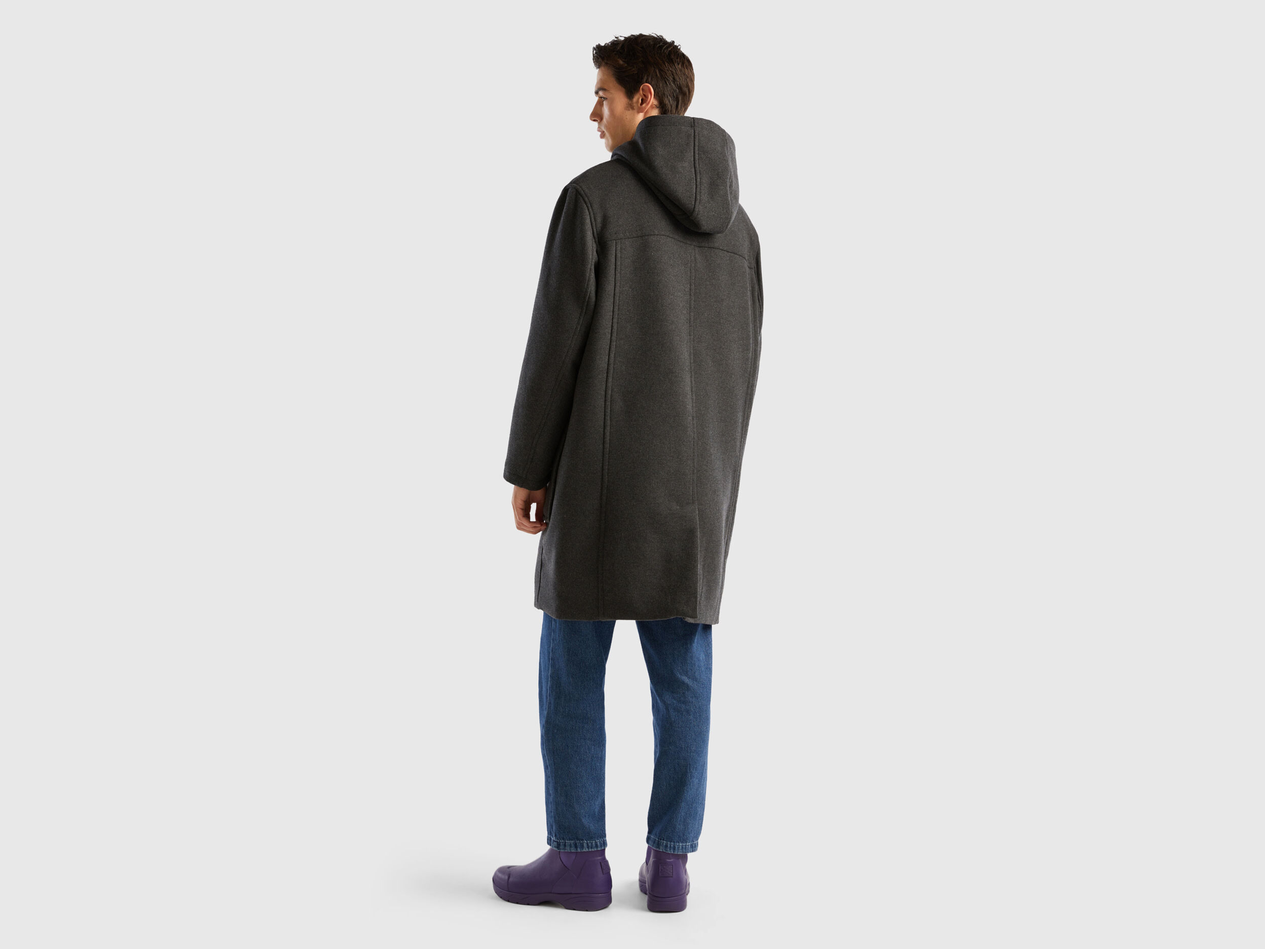 Trenca de lana mixta Negro Benetton