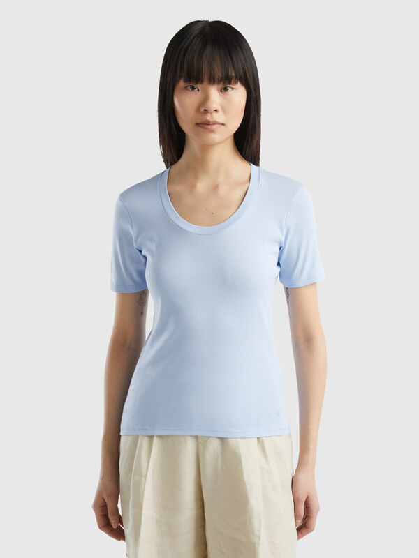 Camiseta de manga corta de algodón de fibra larga Mujer