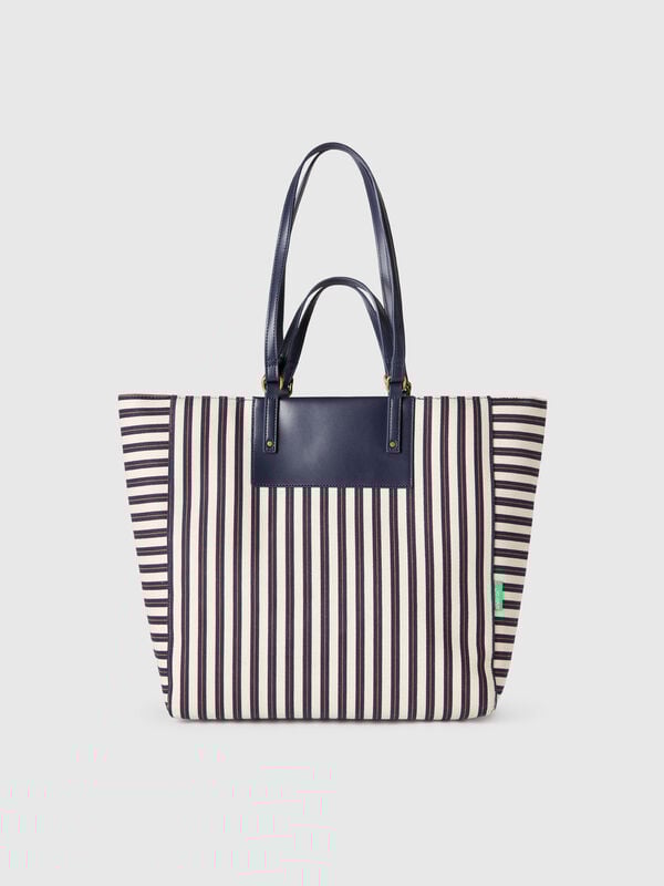 Bolso tote de rayas azules y blancas Mujer