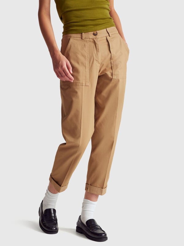 Pantalones con puños de algodón elástico Pantalones con puños de algodón elástico Mujer