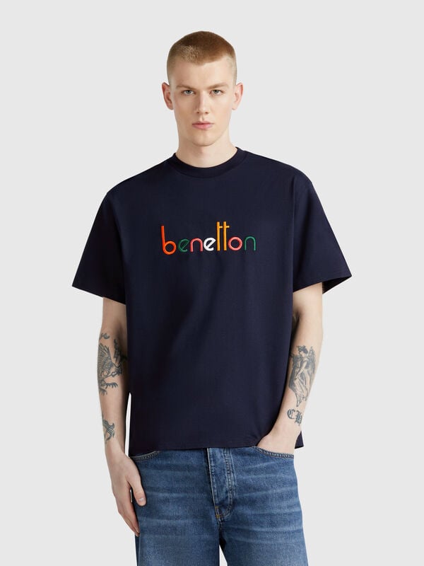 Camiseta over fit con logo bordado Hombre
