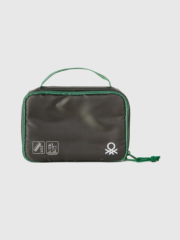 Neceser de viaje verde militar con gancho