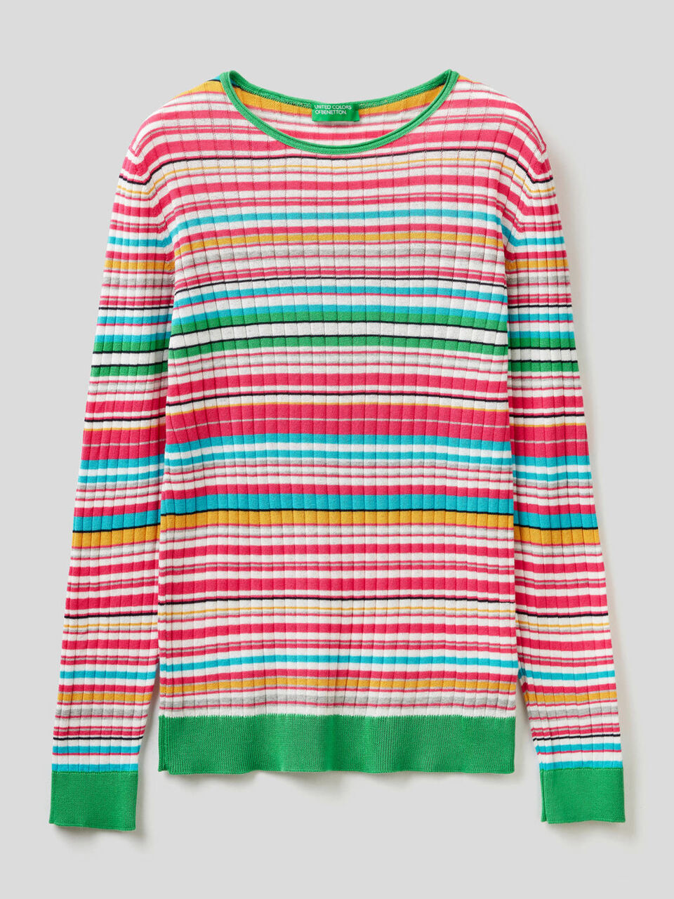 Jersey 100% algodón a rayas multicolor image number 1