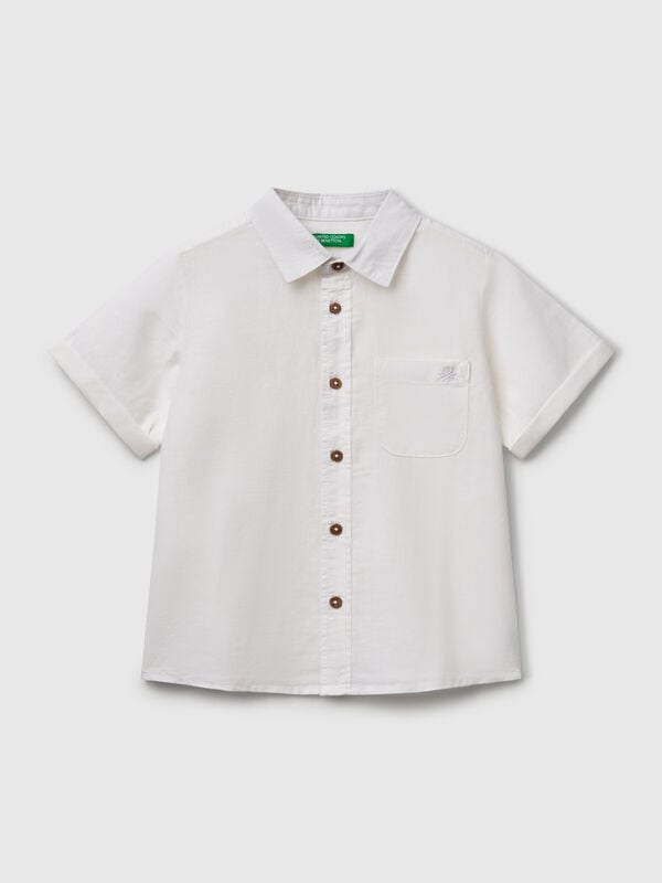 Camisa de manga corta en mezcla de lino Niño