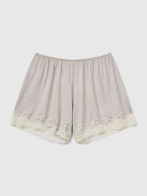 Shorts fluidos con encaje Mujer