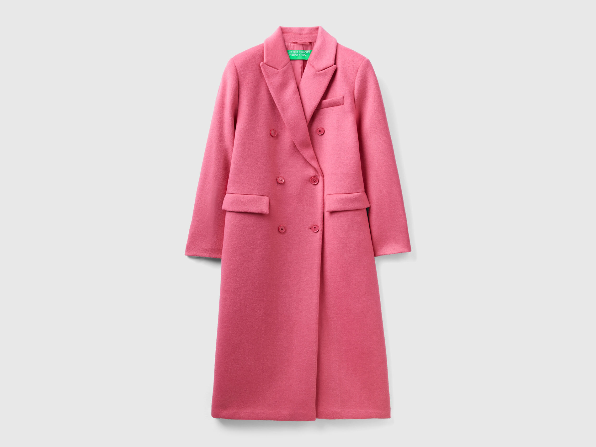 Abrigo cruzado de lana mixta Rosa Benetton