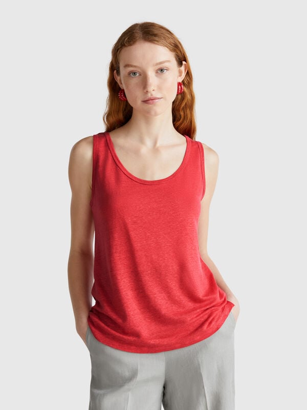 Camiseta de tirantes de puro lino Mujer
