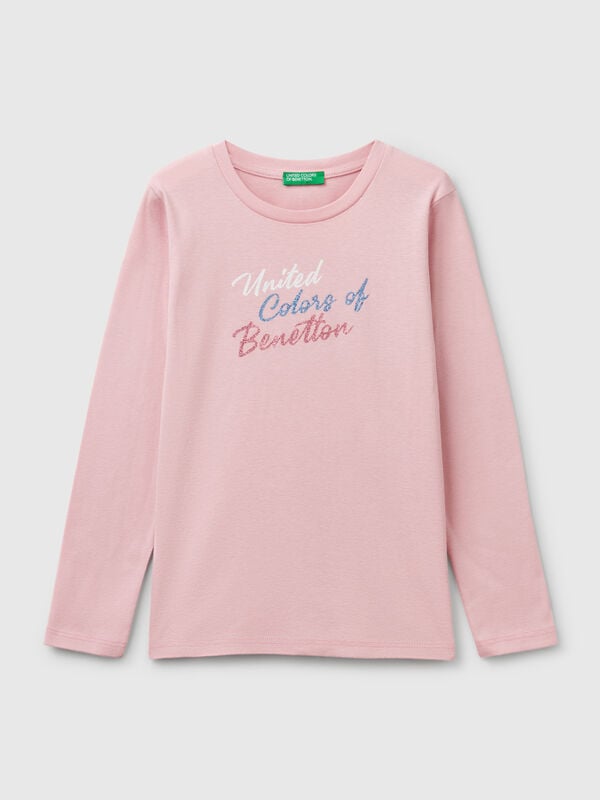 Camiseta de manga larga con estampado de glitter Niña
