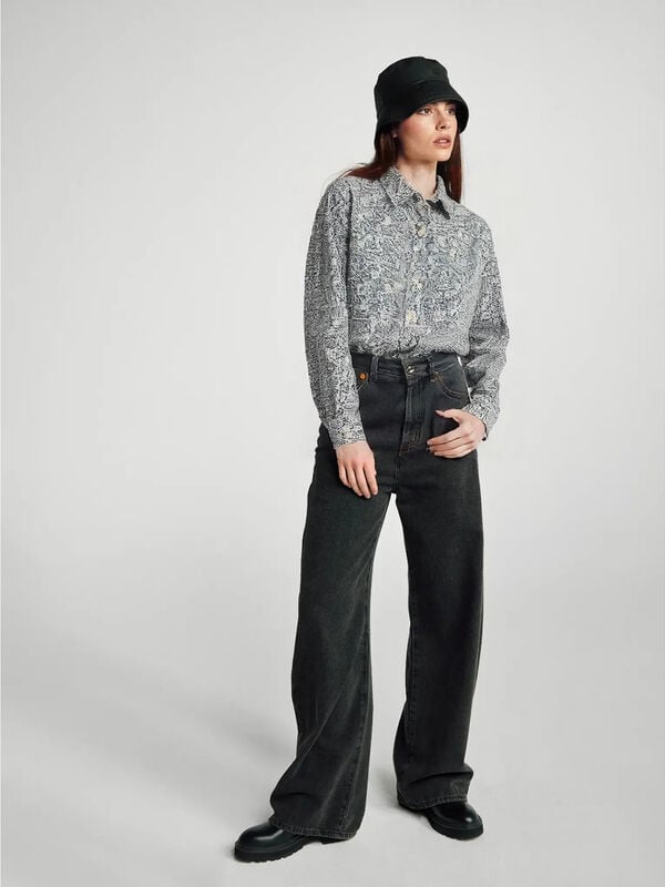 Camisa estampada en algodón ligero Mujer