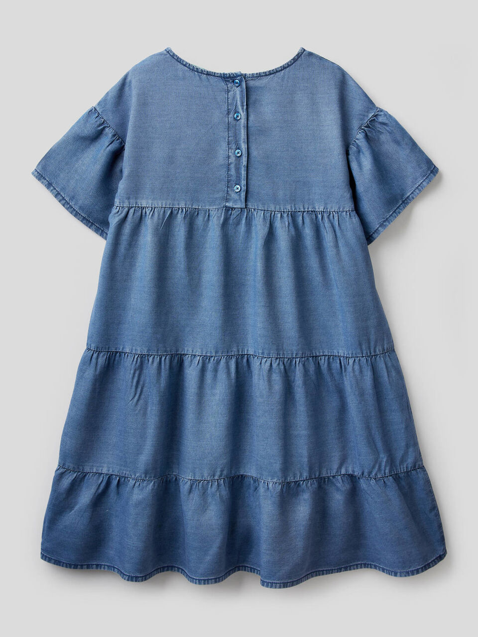 Vestido con volantes de efecto denim image number 2