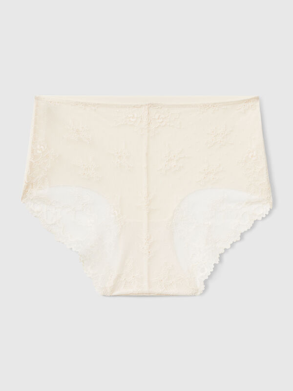 Culotte elástico con encaje Mujer