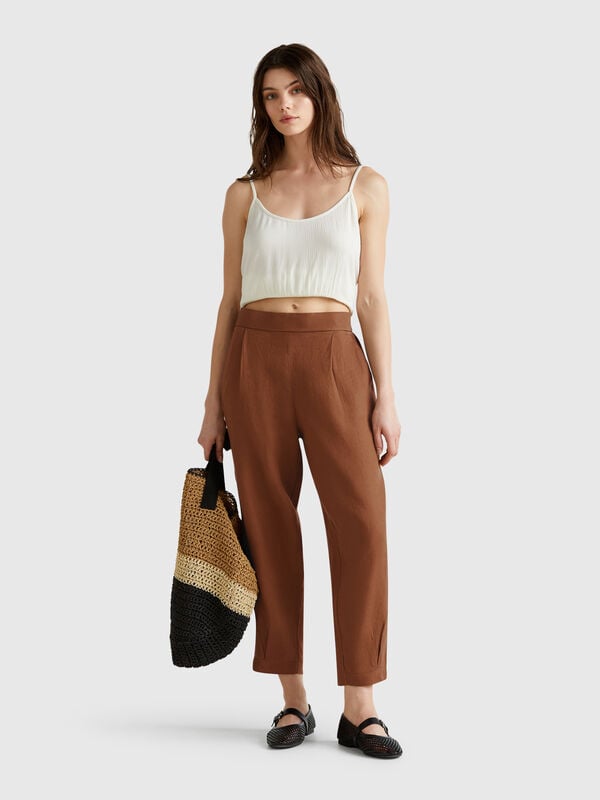 Pantalón suave de puro lino Mujer
