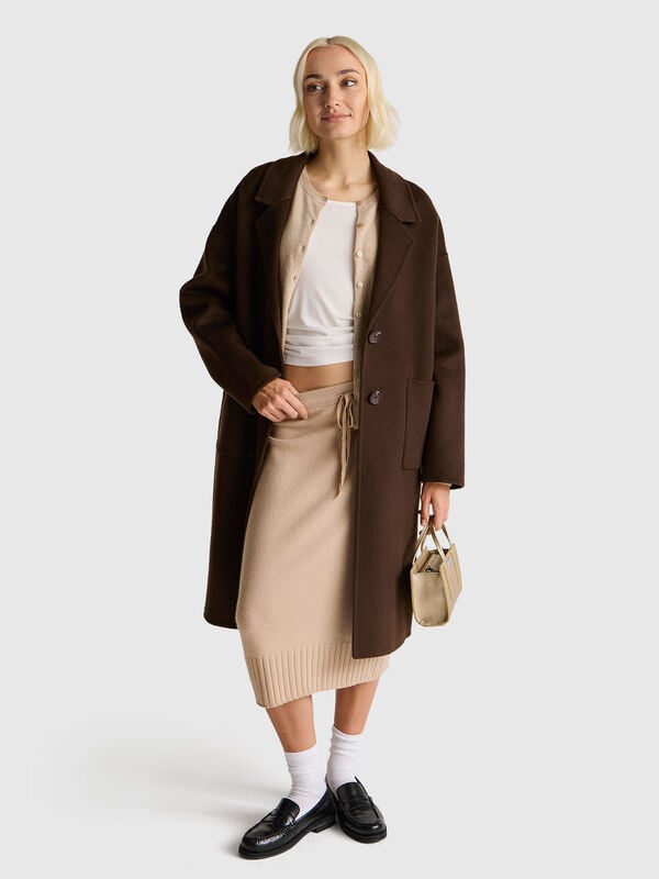 Abrigo midi de mezcla de lana Mujer