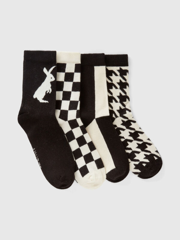 Pack de calcetines de jacquard blancos y negros