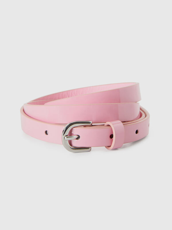 Cinturón bajo rosa pastel de charol Mujer