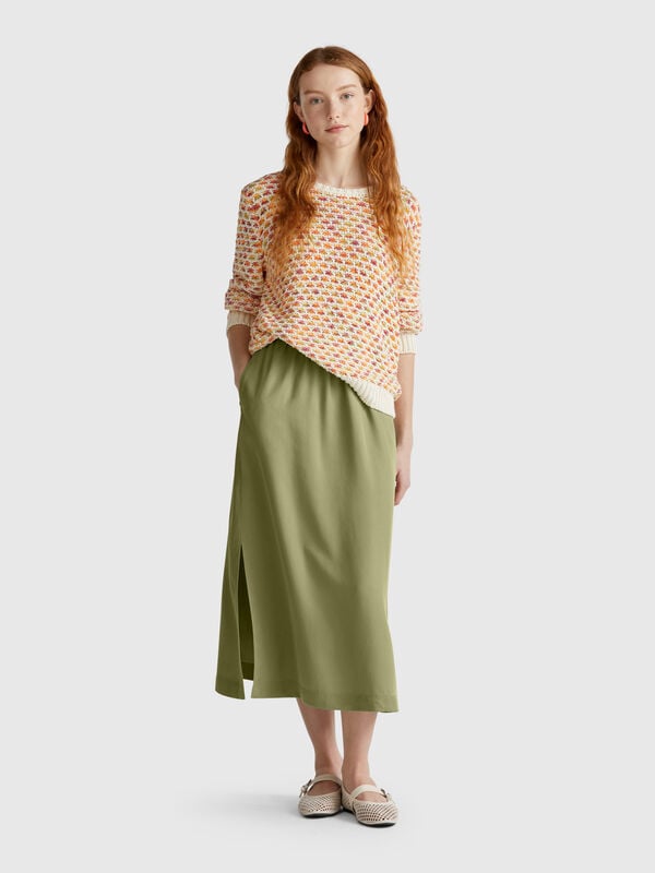 Falda midi fluida Mujer