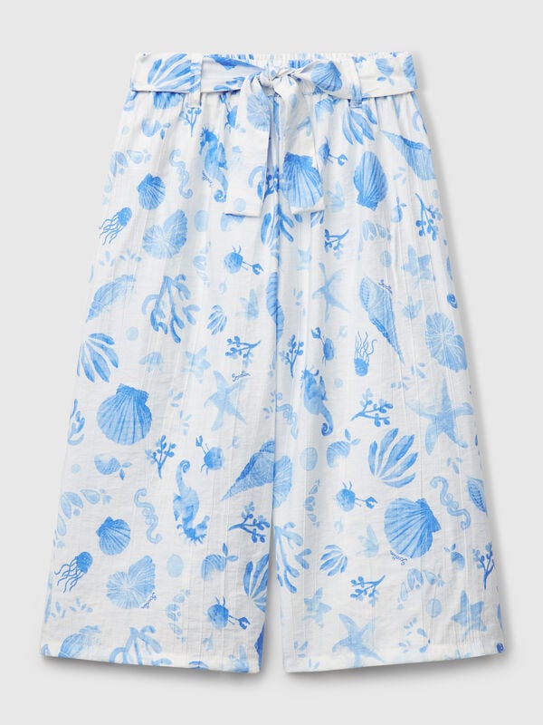 Pantalón palazzo con estampado marino Niña