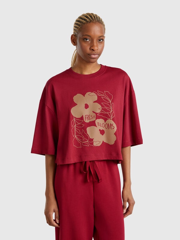 Camiseta con estampado de flores Mujer