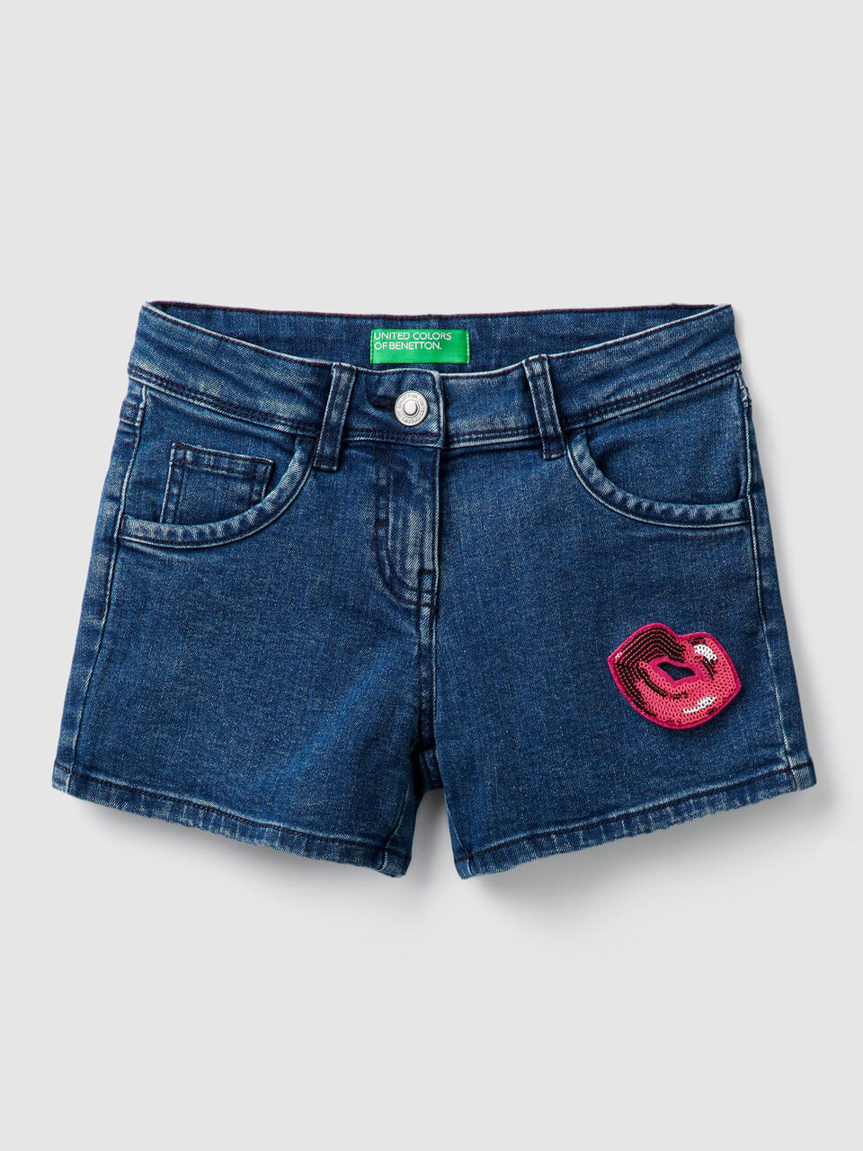 Pantalón corto vaquero con lentejuelas image number 1
