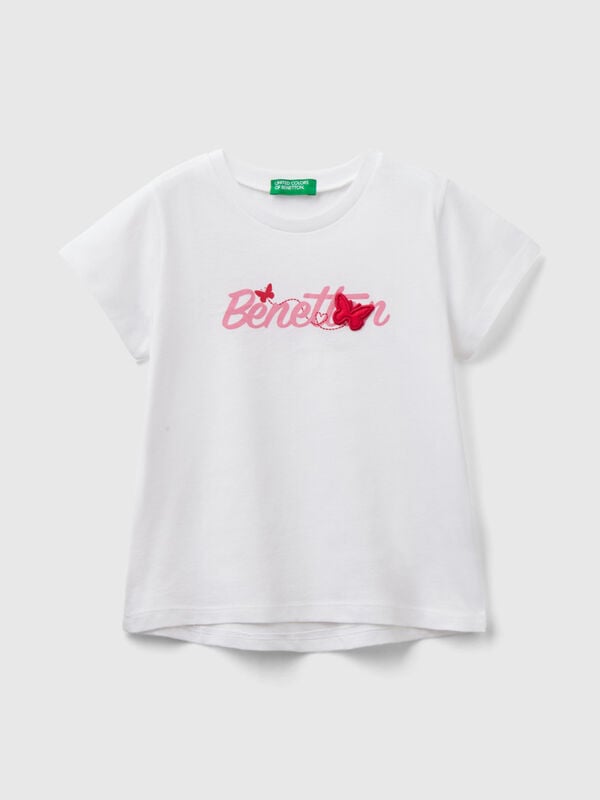 Camiseta de algodón orgánico con estampado de logotipo Niña