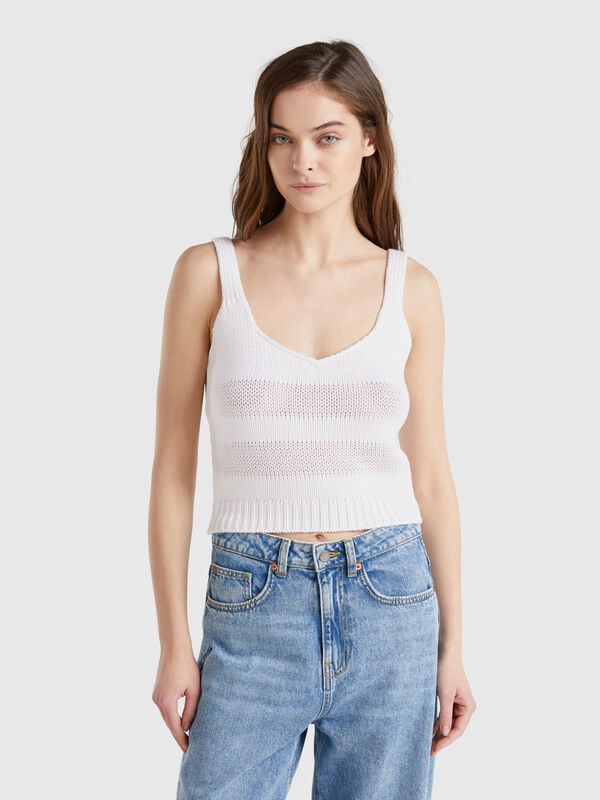 Camiseta sin mangas de punto 100% algodón Mujer