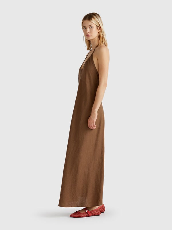 Vestido largo de puro lino Mujer