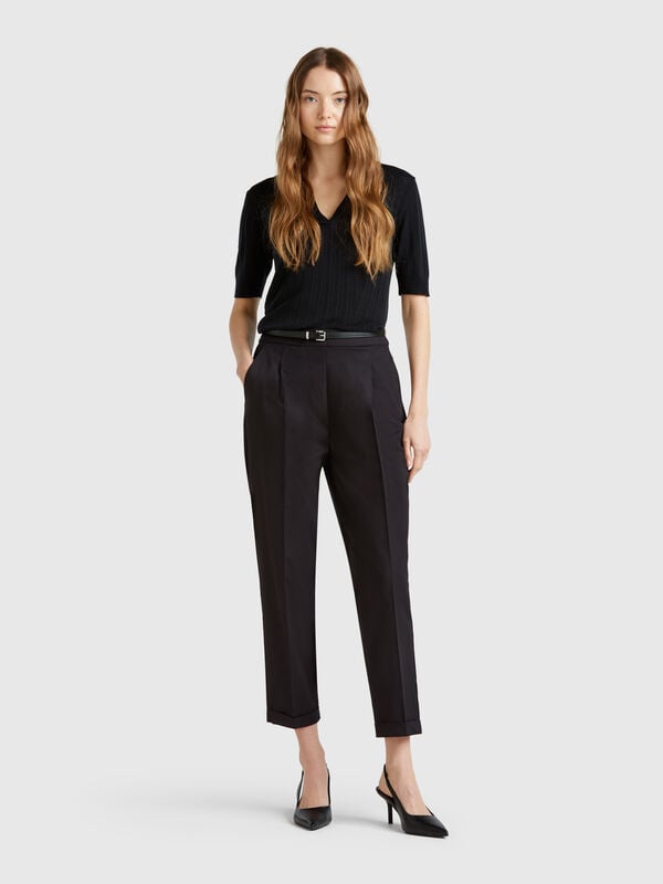 Pantalón de algodón elástico Mujer