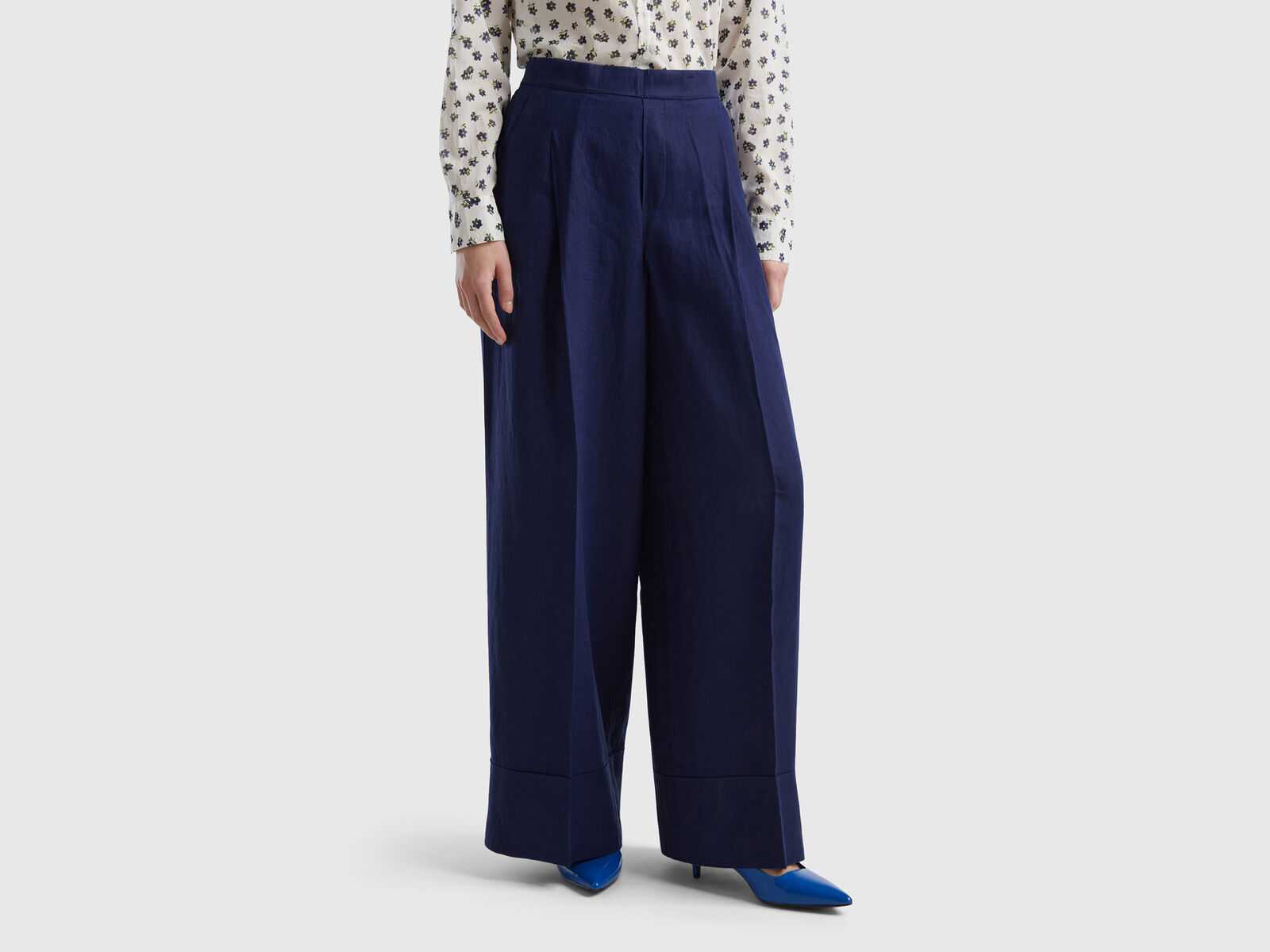 Pantalón recto lino azul - Mujer - PV2019