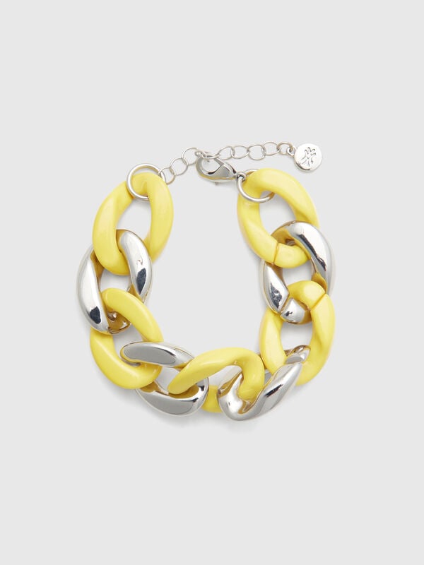 Pulsera de cadena dorada y amarilla. Mujer