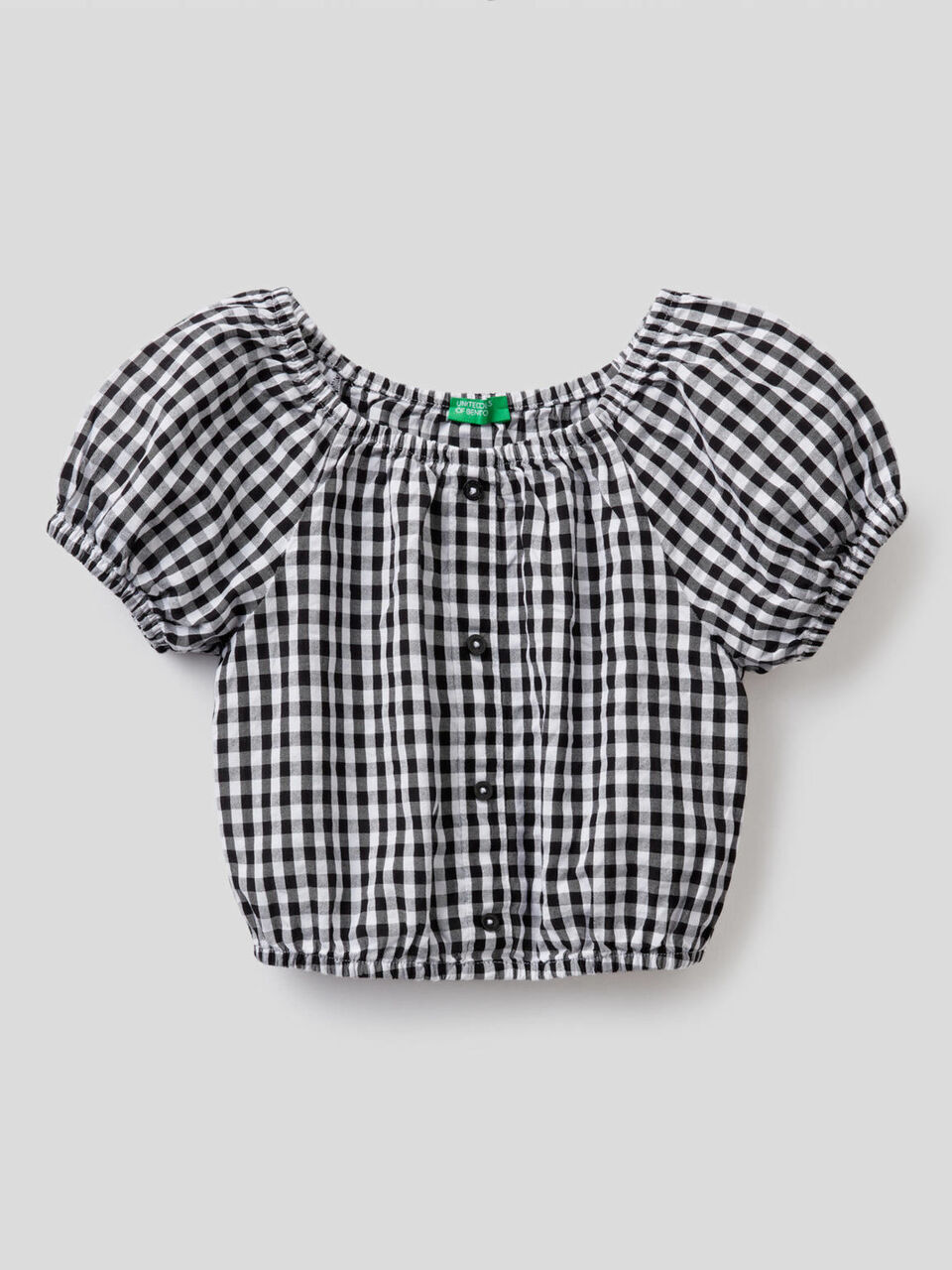 Blusa cropped con estampado de Vichy image number 1