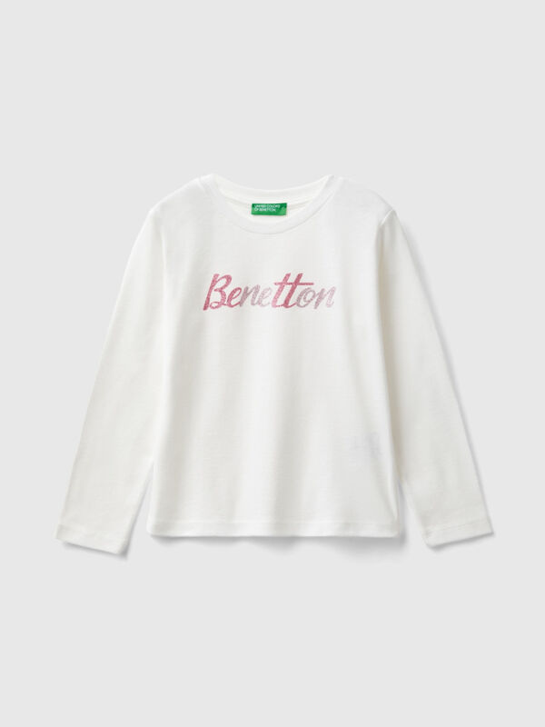 Camiseta de algodón orgánico con estampado de glitter Niña