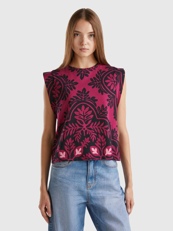 Top floral de 100 % algodón Mujer