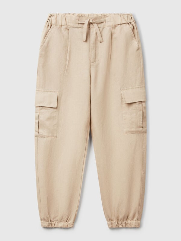 Pantalón cargo mezcla de lino Niña