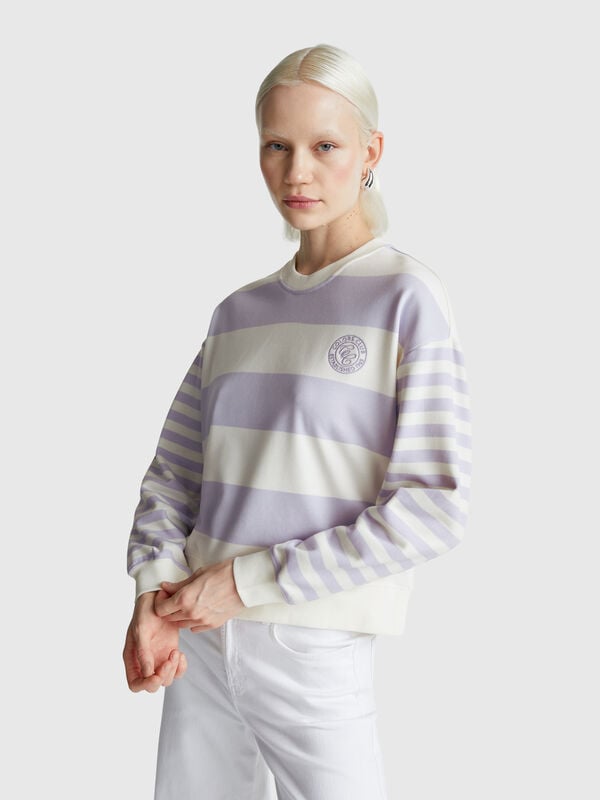 Sudadera de cuello redondo a rayas Mujer