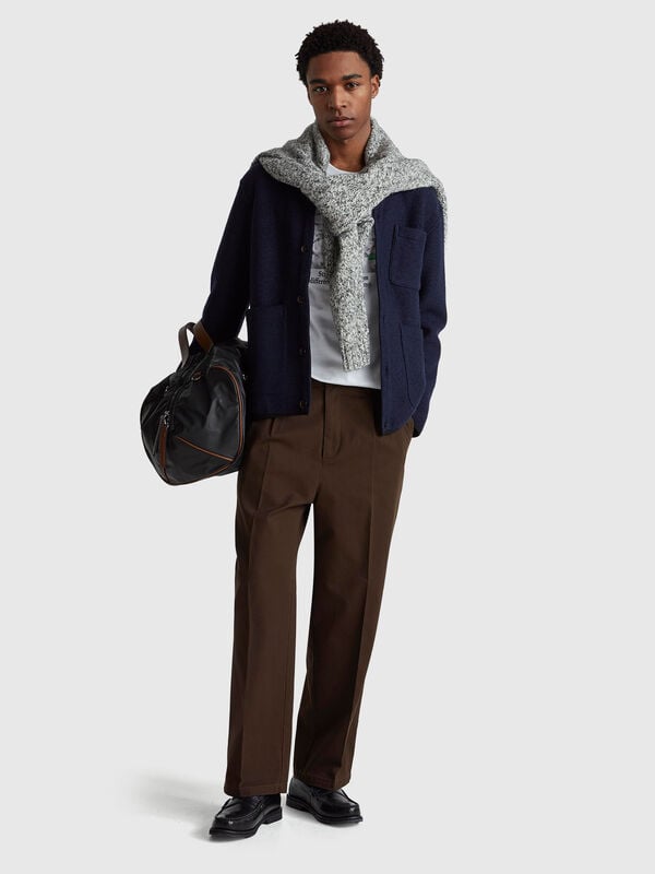Chaqueta de mezcla de lana y viscosa con bolsillos Hombre