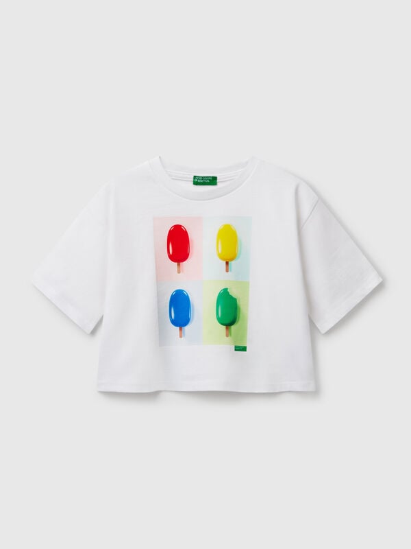 Camiseta boxy con estampado de helado Niña