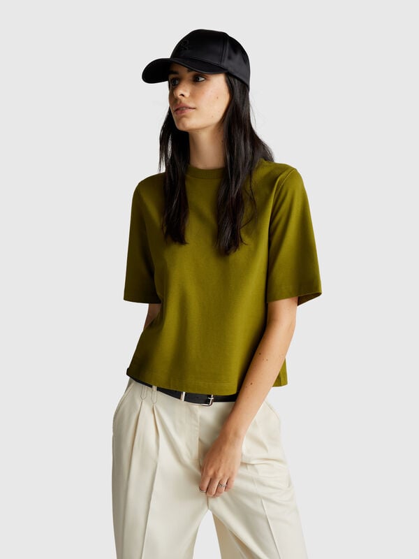 Camiseta de corte cuadrado 100% algodón Mujer