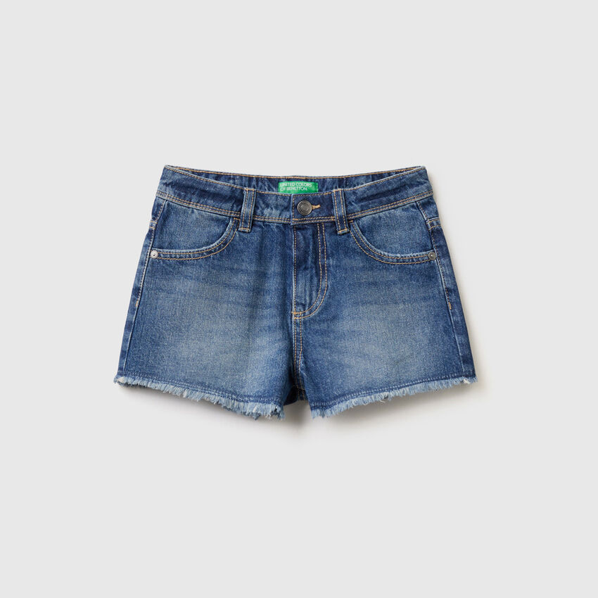 Pantalón corto vaquero deshilachado Azul | Benetton