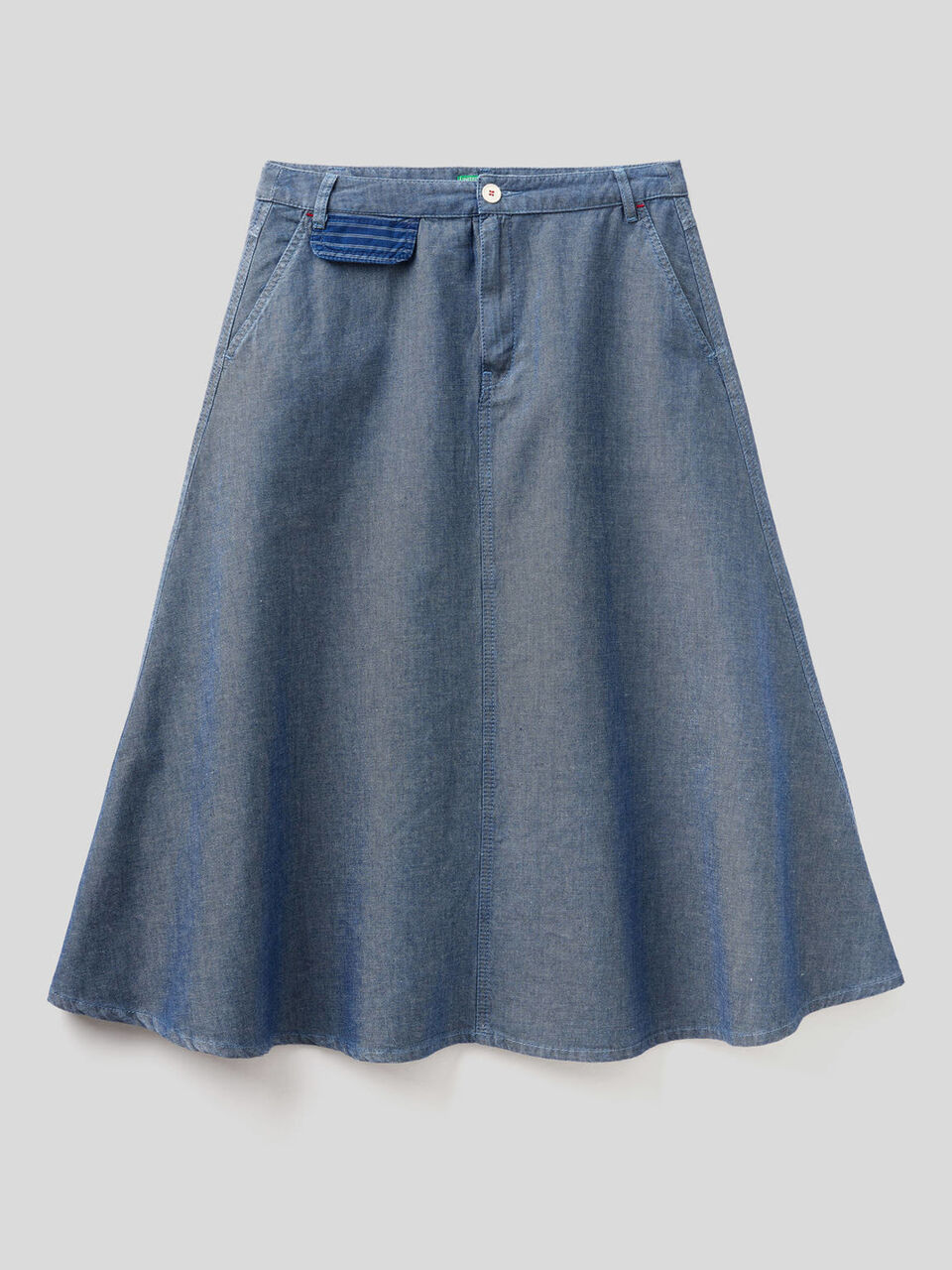 Falda midi en denim de algodón mixto image number 1