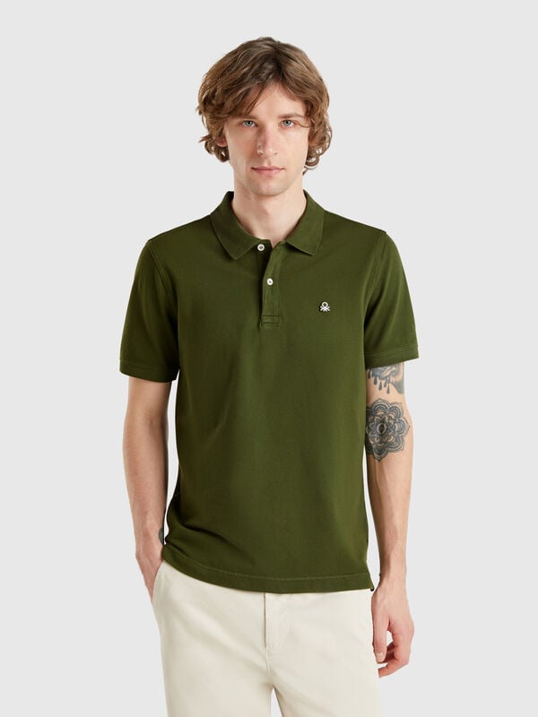 Polo verde aceituna slim fit Hombre