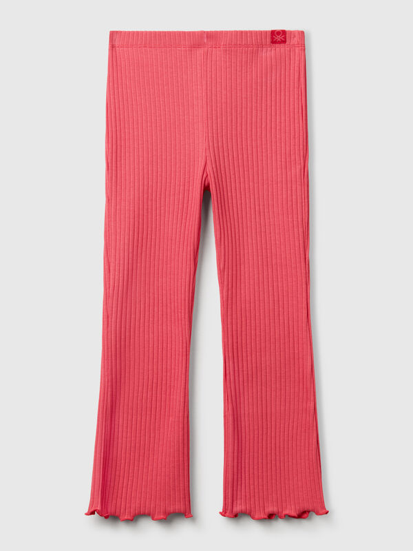 Leggings acampanados de algodón elástico Niña