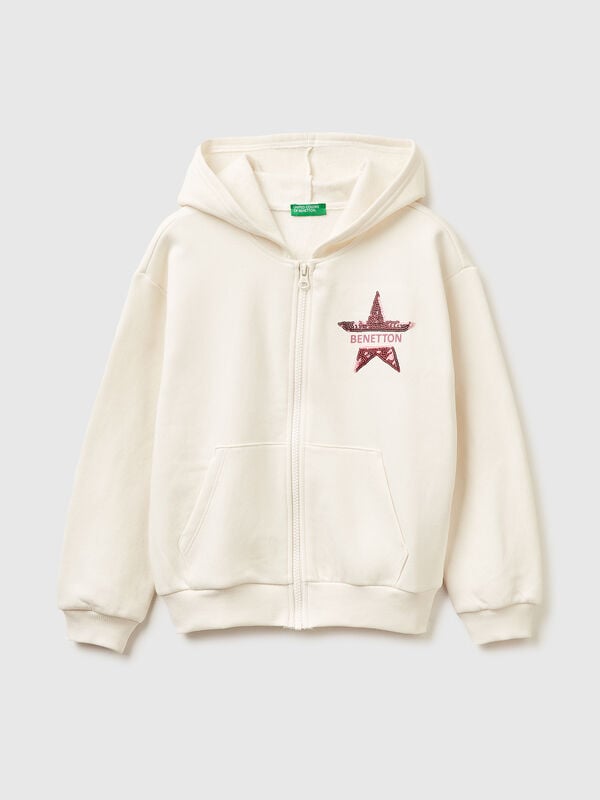 Sudadera con cremallera y lentejuelas Niña