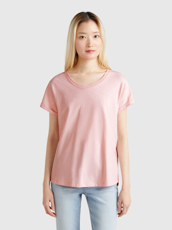 Camiseta de manga corta de algodón ligero Mujer