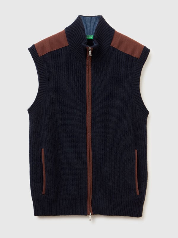 Chaleco con cremallera de mezcla de lana Hombre