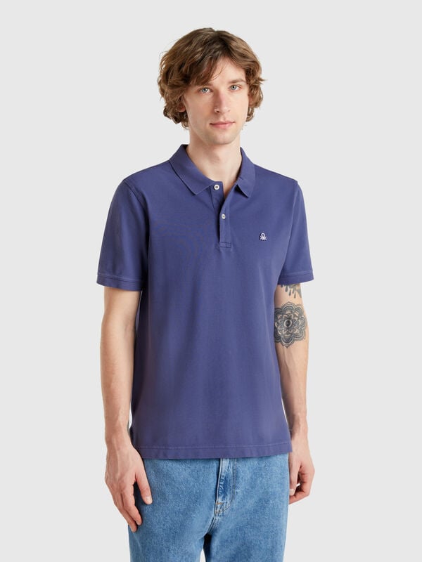 Polo azul slim fit Hombre