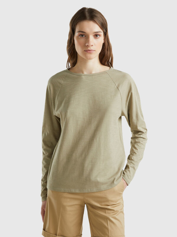 Camiseta de manga larga de algodón ligero Mujer